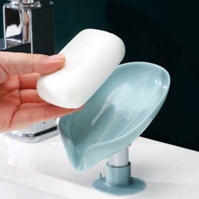 Leaf-Shape Self-Draining Soap Holder with Suction Cup