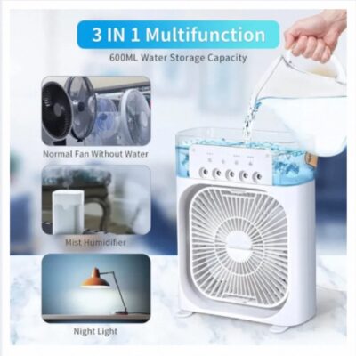 Portable Mini Air Cooler with Mist Humidifier - USB, 3 Speeds, Timer